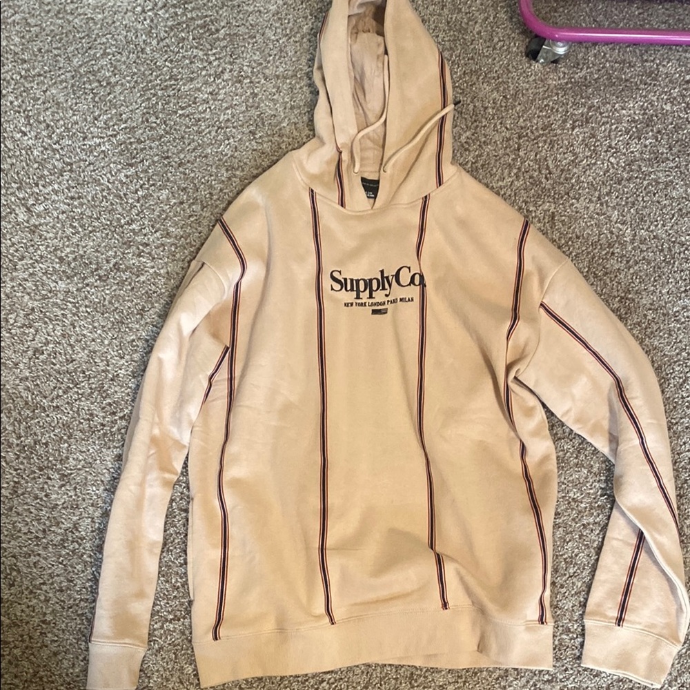 Supply Co Beige Hoodie with Stripes